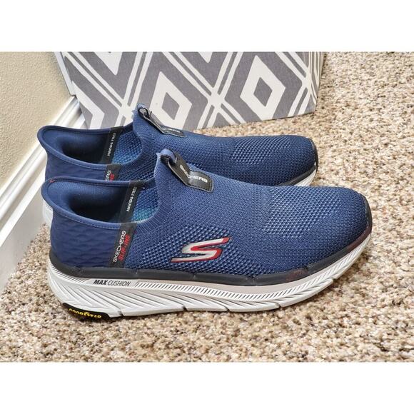 Skechers Slip‑Ins Max Cushioning Walking Shoes Men’s 11 Navy Goodyear Sole - Picture 11 of 12